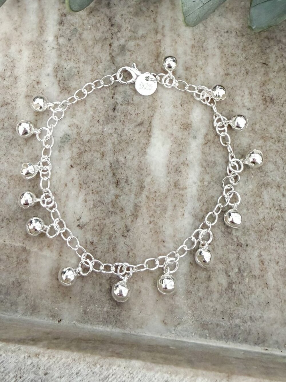 925 Sterling Silver Bead Bracelet Dangle Ball Charm Bracelet